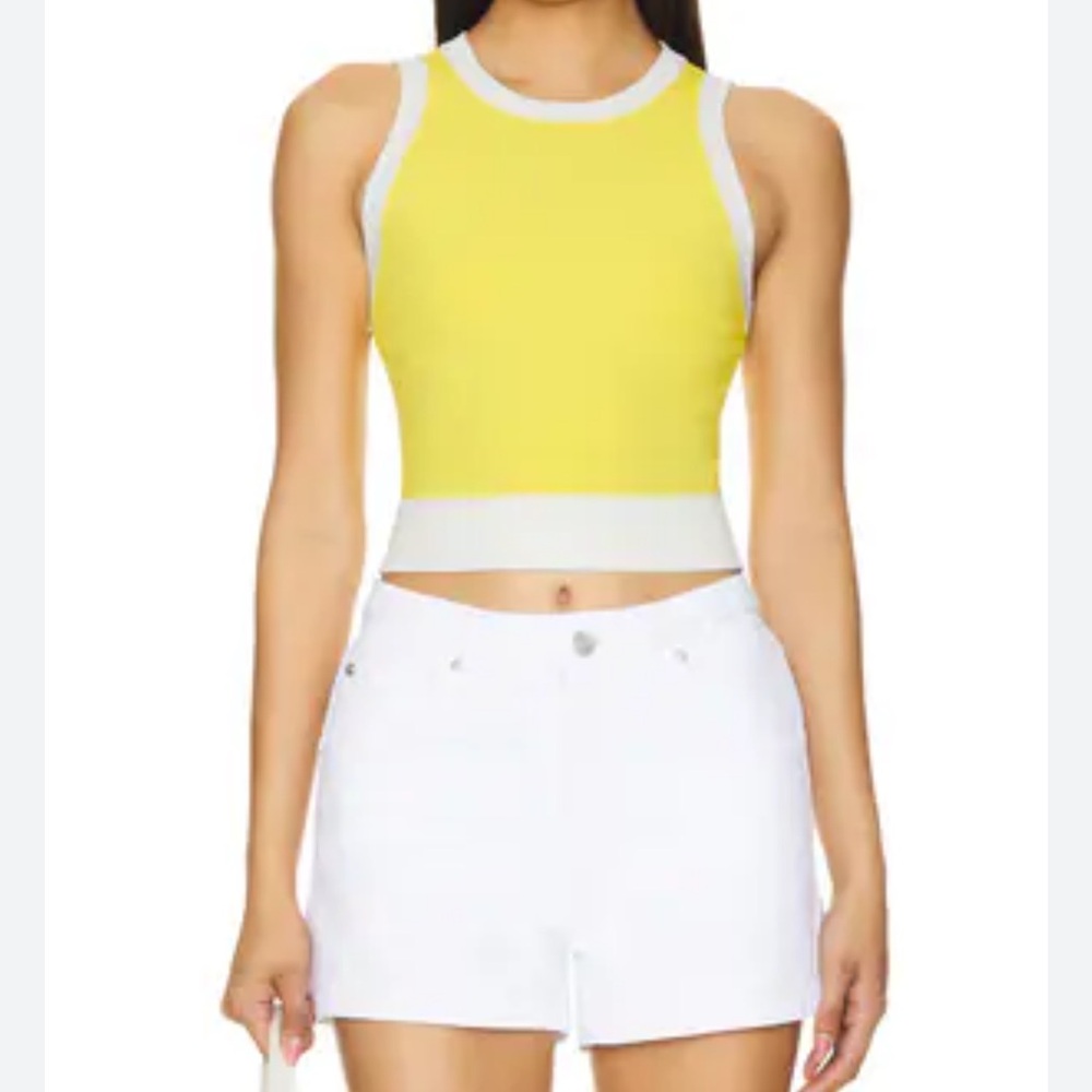 Boyd Tank from Alice & Olivia in Happy Yellow and Soft White